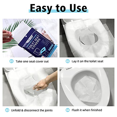 SFOPORD XL 100PCS Toilet Seat Covers Disposable - Flushable Paper Toilet Seat Cover is Travel Accessories, Travel Essentia...