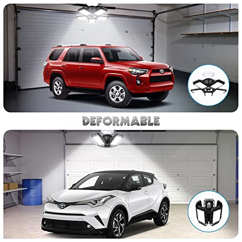 Luyata LED Garage Lights 4 Pack,Ceiling LED Shop Light 160W 16000LM 6500K Screw in Led Light with 5+1 Deformable Panels, B...