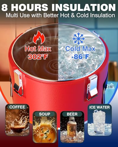 PYY Insulated Beverage Dispenser - 4 Gallon Stainless Steel Coffee Carrier with Spigot Handle, Commercial Thermal Containe...
