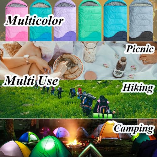 Sleeping Bag - 3 Seasons for Adults Kids Boys Girls Camping Hiking - Warm Cold Weather Lightweight Portable with Compressi...