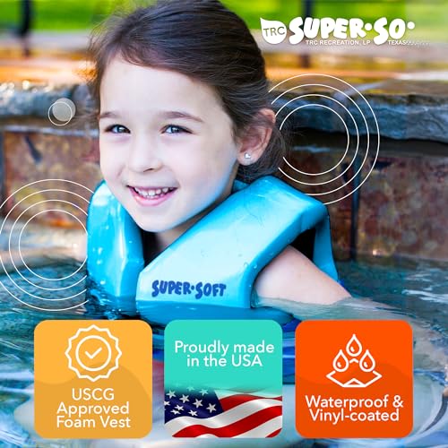 TRC Recreation Super Soft Child Size X Small Life Jacket USCG Approved Vinyl Coated Foam Swim Vest for Kids Swimming Pool ...