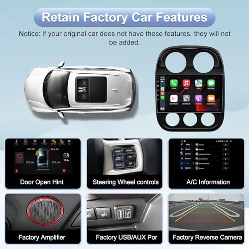 5GWiFi Upgrade Car Stereo Radio for Jeep Compass Patriot 2010 2012 2013 2014 2015 2016- Wireless Carplay and Android Auto ...