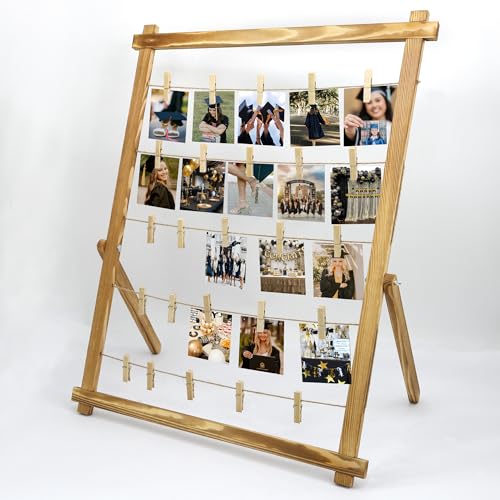 FramePro Freestanding Photo Display Board with Clips, Stable Tabletop Picture Frame Stand Holds 30+ Photos, Graduation Cen...