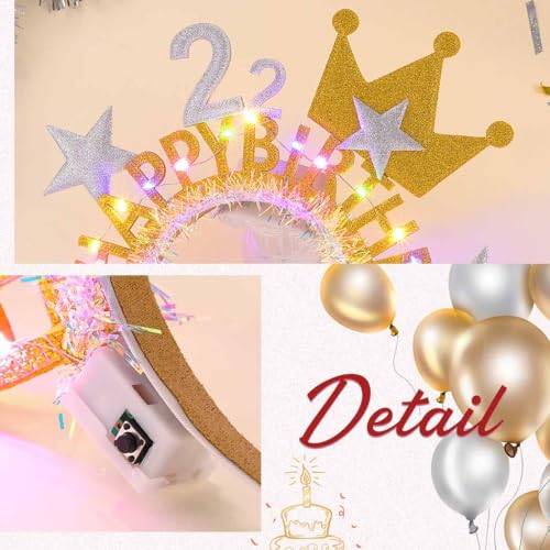 DRESBE Light Up Birthday Headband LED Birthday Headbands Glow Party Hair Accessories for Women