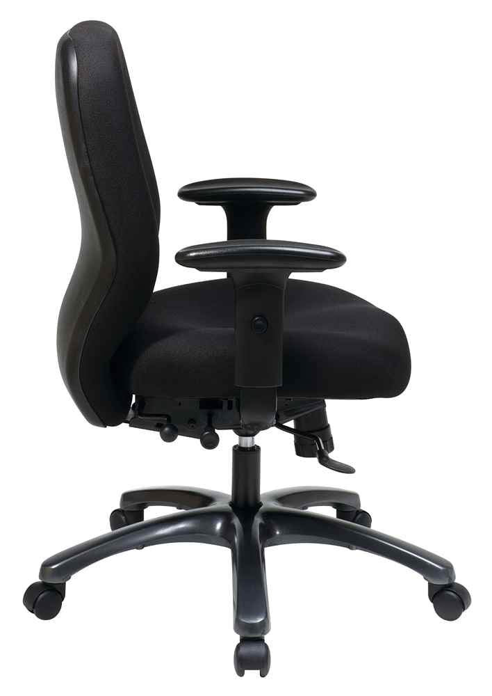 Office Star 24/7 Elite Intensive Use Ergonomic Office Chair with 2-to-1 Synchrony Tilt with Seat Slider, Adjustable Arms and Titanium Finish Aluminum Base, Icon Black