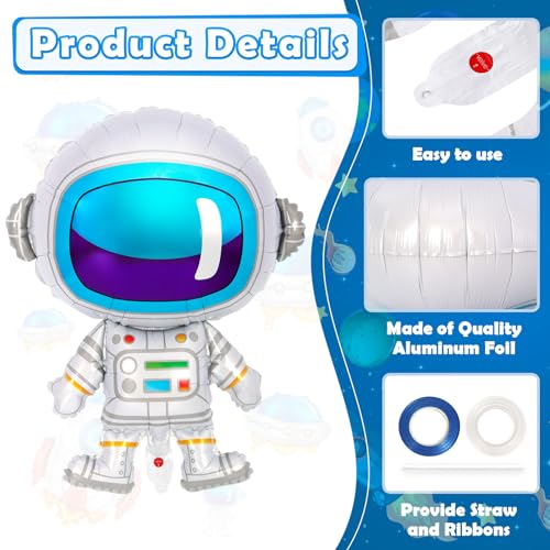 6 Pcs Space Balloons,Astronaut UFO Rocket Foil Balloons for Kids,Universe Party Decorations,Outer Space Balloon for Baby S...