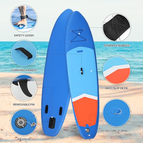 MADOG Stand Up Paddle Board Yoga Board with Pump, Paddle, Storage Bag, Repair Bucket, Fin, Foot Rope for Adults & Youth, M...