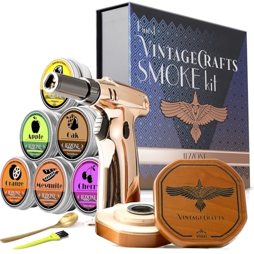 iEZZONE Cocktail Smoker Kit with Torch, Bourbon, Whiskey Smoker Infuser Kit, Old Fashioned Drink Smoker Kit, Birthday Bour...