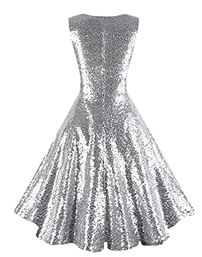 Dressever Women's 50s 60s Vintage Sleeveless Cocktail Party Dress with Pockets