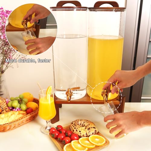 2PCS 2.2 Gallon Drink Dispenser,Glass Water Dispenser with Stand,Beverage Dispenser with Stainless Steel Spigot,Drink Disp...