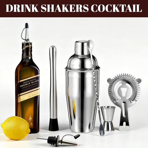 Cocktail Shaker Set Bartender Kit,Professional Bar Set, Martini Shaker, Jigger, Strainer, Mixer Spoon, Muddler, Liquor Pou...
