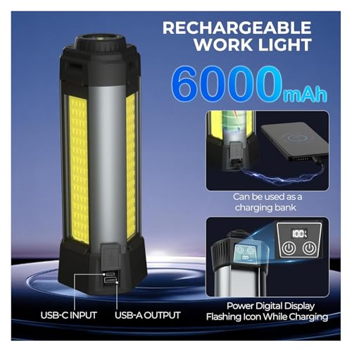 Rechargeable Camping Lights with Tripod,Telescopic & Collapsible Mobile LED Camping Lantern,Built-in Battery Work Light & ...
