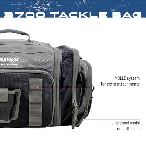 FROGG TOGGS Heavy Duty Fishing Tackle Duffle Bag, Includes Bait Trays, Blue, 3600