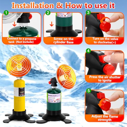 Portable Propane Heater for Camping, Outdoor Gas Space Patio Garage Heater, High Heat Output Big Heaters Foldable Tank Hol...