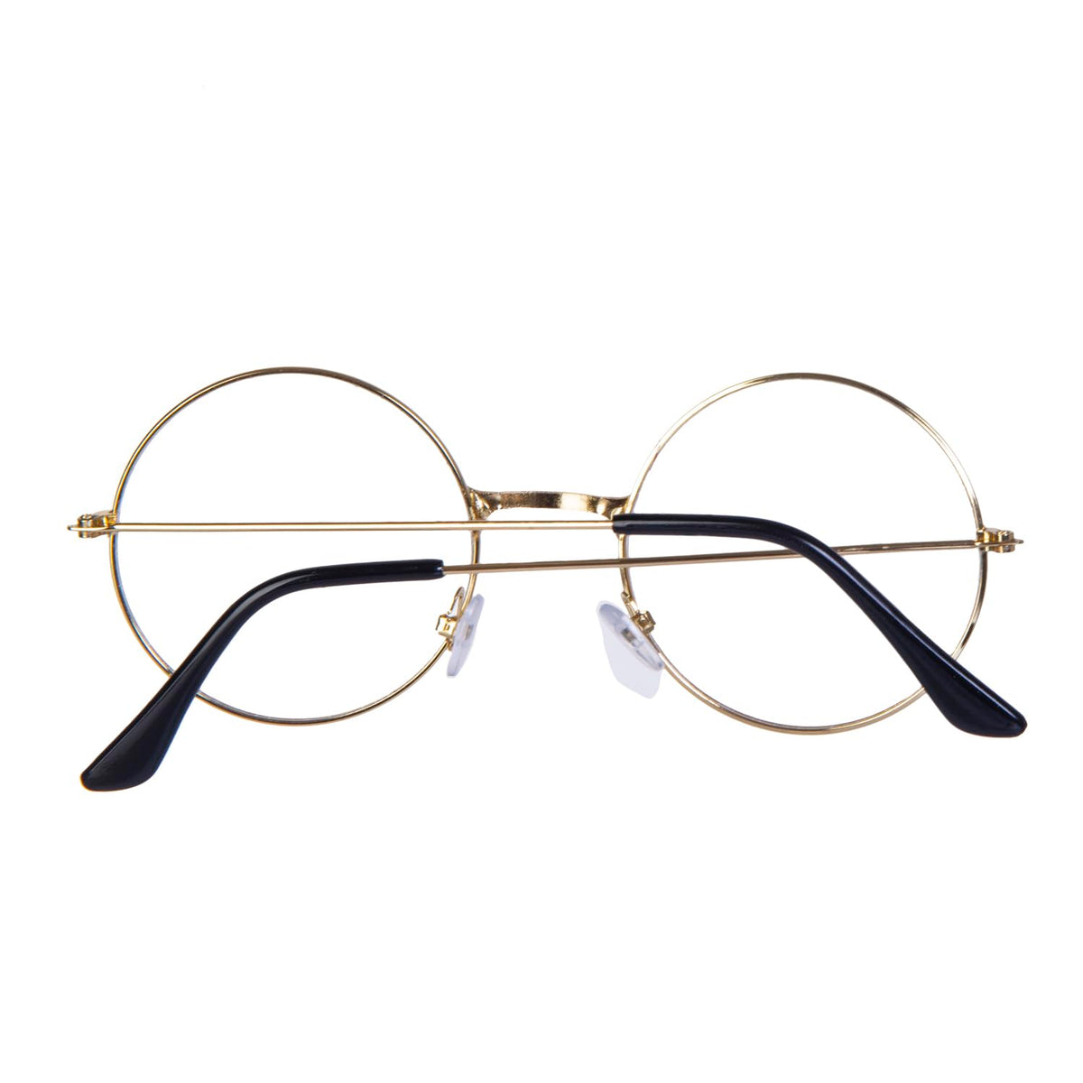 Yilistore 2 Pack Round Costume Glasses,Cosplay Old Man Costume Glasses Santa Gold Round Glasses, Wizard Wire Glasses for Kids Women Halloween Party
