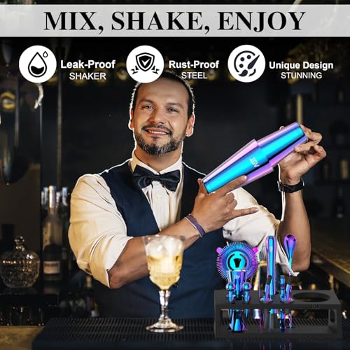 IOV Cocktail Shaker Set: 12-Piece Mixology Bartender Kit Bar Set | 18oz & 28oz Boston Shaker Drink Mixing Tools for Home w...