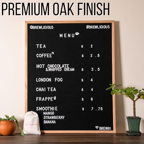 Large Black Felt Letter Board | 24"x30" Classy Dark Stained Wooden Frame with White Letters | Premium Changeable Sign Boar...