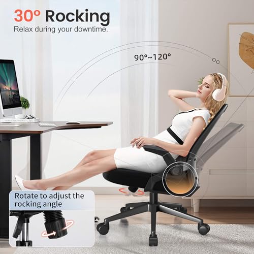 GTRACING Ergonomic Office Chair with Flip-up Armrests Executive Computer Chair for Home Office, Breathable Mesh & Comfy Lu...