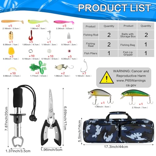 Family Fishing Pole Combo, 2PCS Portable Parent-Child Travel Fishing Kit, 6.89FT 4.92FT Telescopic Fishing Rod Spinning Re...