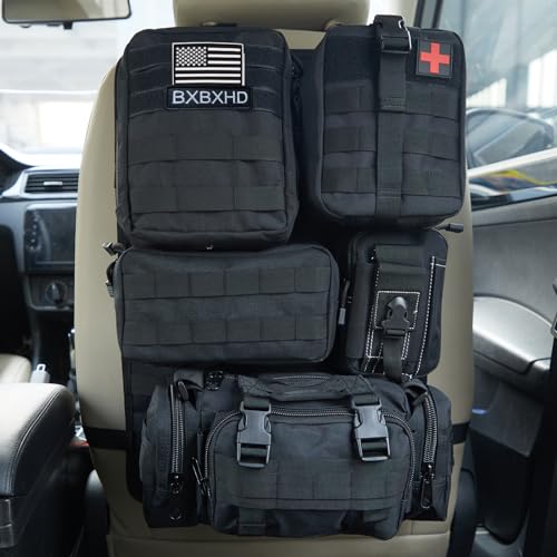 Universal Tactical Car Seat Back Organizer Bag Tactical Molle Vehicle Organizers Panel Vehicle Protector Organizers with 5...