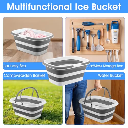 2 Pcs Collapsible Ice Buckets for Parties, Foldable Beverage Tub, Large Ice Buckets Drink Cooler for Wine/Beer/Champagne, ...