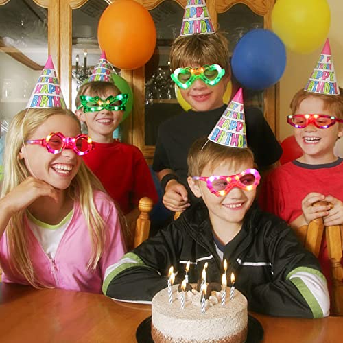 21 Pcs LED Glasses 7 shapes 6 LED Glow In The Dark Party Supplies Favor for Kids Adults shutter heart round star butterfly...