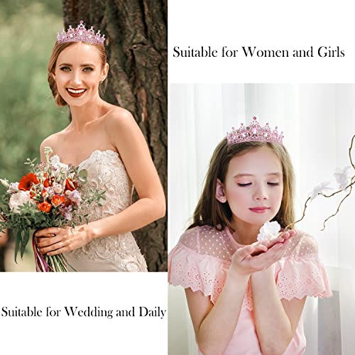 Didder Pink Crystal Tiaras for Women, Princess Crown with Comb Wedding Tiaras and Crowns for Women Tiaras for Girls Birthd...