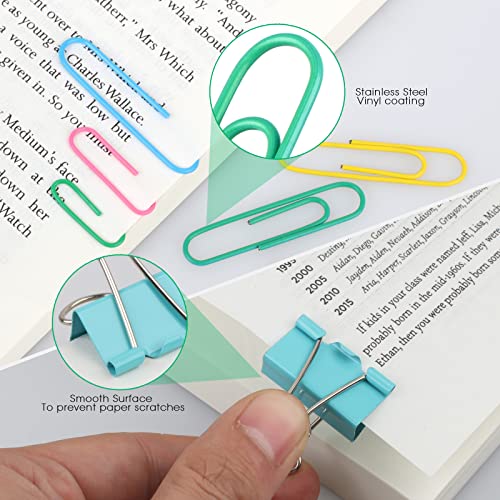 300 Pcs Binder Clips, Rubber Bands, Office Set, Paper Clips, School & Teacher Supplies for Office Desk Essentials (Assorte...