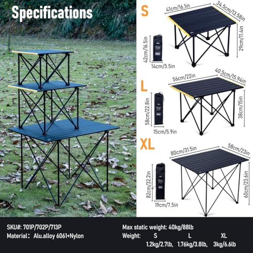 iClimb 1 Folding Table and 1 Adjustable High Back Anti-Sinking Chair Bundle, Ultralight Compact for Adults Outdoor Beach B...