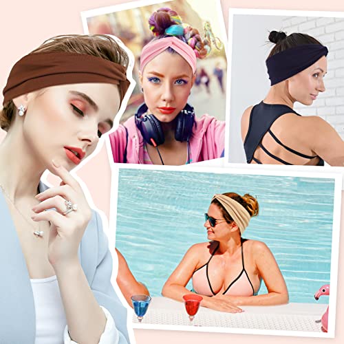 Panleding 12 Pcs Stretchy Headbands for Women, Absorbed Sport Headband Soft Twist Knotted Headbands for Daily Life Yoga Wo...