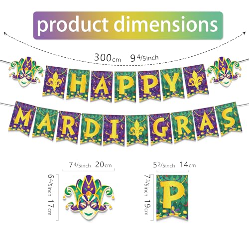 34Pcs Mardi Gras Party Decorations, Mardi Gras Banner and Masquerade Hanging Decorations, Mardi Gras Party Supplies Banner...