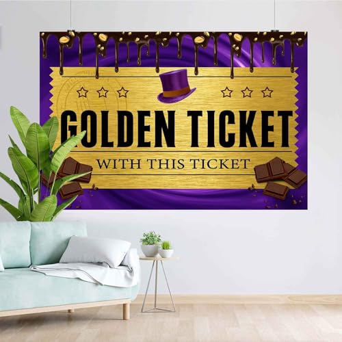 TOAOFY 7x5FT Chocolate Factory Backdrop Golden Ticket Backdrop Candy Party Background Kids Birthday Party Banner Baby Show...