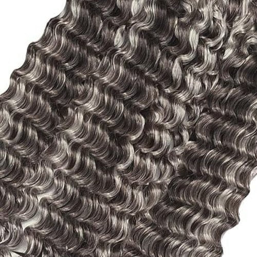 Giginger Bundles Human Hair P4/GREY 16 18 20 inch Deep Wave Human Hair Bundles Highlight Chocolate Grey Unprocessed Quick Weave Soft Sewn In Hair Extensions for Black Women