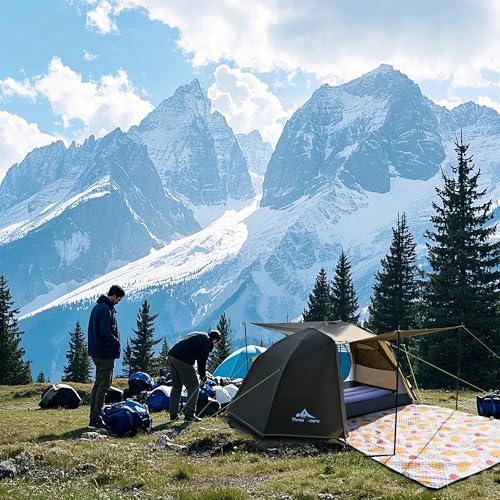 ThreeBears 4-Person Backpacking Tent Shelter, 3000mm Waterproof, Easy Setup, Spacious for Family Outdoor Adventures, Hikin...