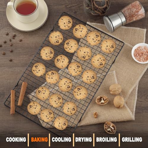 Hunnycook 15.8”×9.8” Cooling Rack, 3P Stainless Steel Baking Rack, Oven Safe Cooling Racks for Cooking and Baking, Black R...