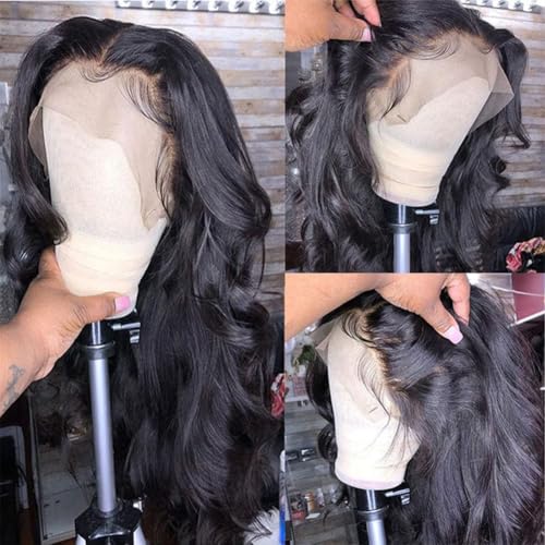 13X6 Lace Front Wigs Human Hair 22 Inch Body Wave Human Hair Wig HD Lace Frontal Glueless Wigs Human Hair Pre Plucked Bleached Knots with Baby Hair 180% Density Natural Color