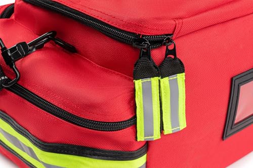 Scherber First Responder Fully-Stocked Professional Essentials EMT/EMS Trauma Kit | HSA/FSA Approved | Reflective Bag w/8 ...