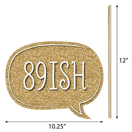Big Dot of Happiness Chic 90th Birthday - Pink, Black and Gold Party Photo Booth Props Kit 20 Count