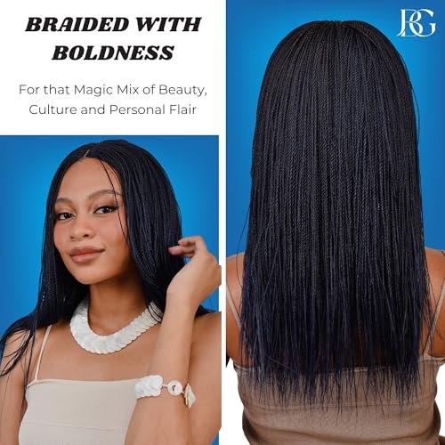 Twisted Wigs, 18-Inch Micro Million Twist Braided Wig - Light, Soft Braid Wigs for Black Women with Glueless Front Lace Closure - No Tangle Synthetic Braid- Darkest Brown Color 2