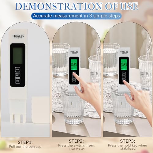4 in 1 Digital Water Quality Tester,2025 NewTDS/EC/Temperature（°C/°F）Meter,0-9990 PPM Meter,Water Tester for Drinking Wate...