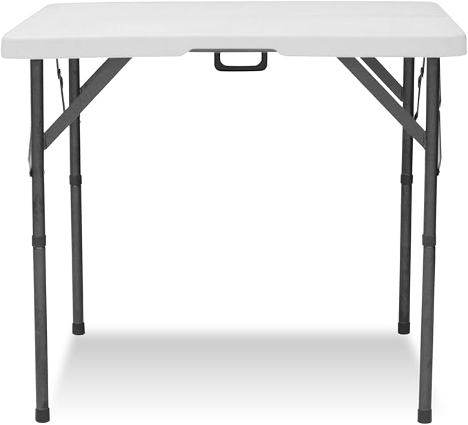 Plainsity Small White Table, Foldable Table with Foldable, Easy to Carry, for Family Gatherings, Outdoor Gatherings, Indoor