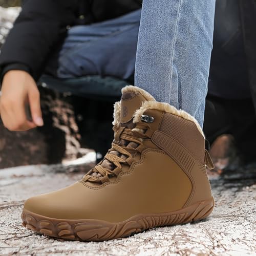 Eagsouni Womens Mens Barefoot Boots | Waterproof Winter Snow Boots | Warm Ankle Booties with Arch Support | Wide Width Hik...