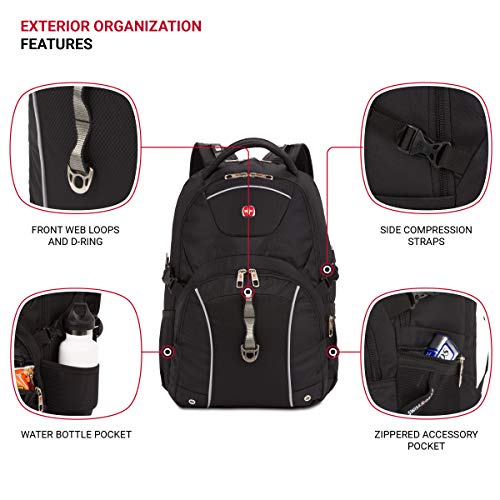 SwissGear 3258 Laptop Backpack, Fits Most 17 Inch Laptops, Secure Computer Sleeve for Travel, Work, School, Men's and Wome...
