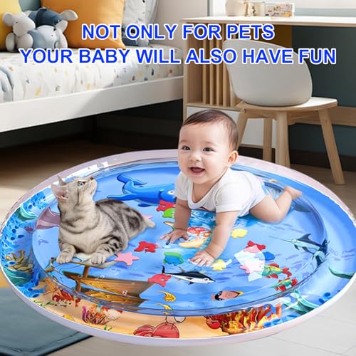 Gkiozu Cat Water Mat for Indoor Cats, 2025 Upgraded 0.6mm Thicken Scratch-Resistant Interactive Sensory Play Mat with Floa...