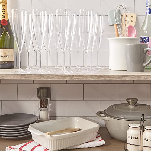 US Acrylic Plastic Reusable Champagne Flute (Set of 12) Clear 5oz Stems | BPA-Free, Shatterproof, Made in USA | Top-Rack D...