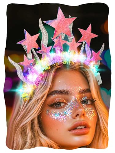 Campsis Led Star Headband, Light Up Star Headpiece, Glowing Festival Holiday Party Hair Accessory