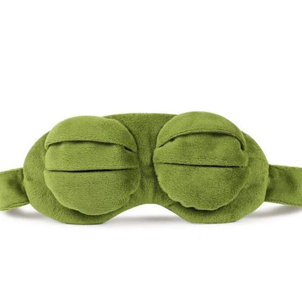 Shinywear Cute Rabbit Sleeping Eye Mask Plush Blindfold Travel Sleep Masks Super Soft Funny Eye Cover for Kids Girls and Adult (Green Frog)
