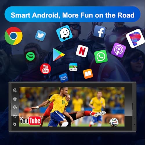 6.9 Inch Single Din Car Stereo with Wireless Apple CarPlay & Wireless Android Auto, Single Din Touchscreen Radio, Android ...