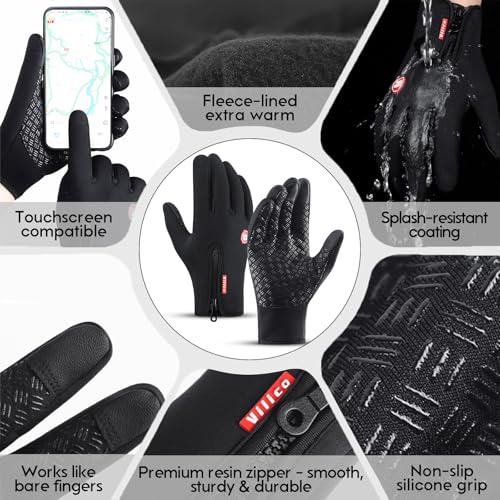 Insulated Thermal Winter Gloves with Touchscreen Compatibility - Waterproof Design for Outdoor Sports