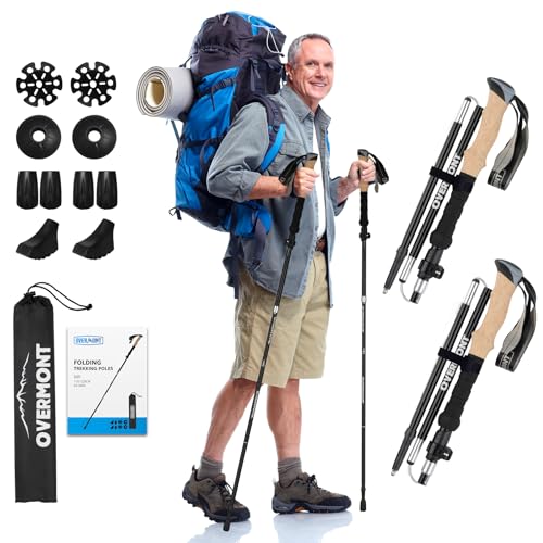 Overmont 7075 Aluminum Trekking Poles - Lightweight Collapsible Hiking Poles Adjustable Walking Sticks with EVA Handle All...
